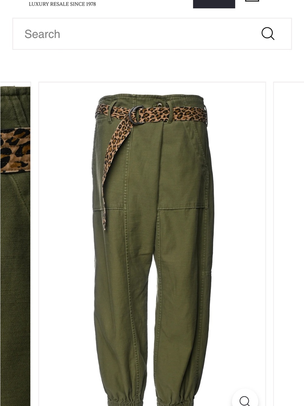 R13 Olive Utility Jogger with Leopard-Print Belt